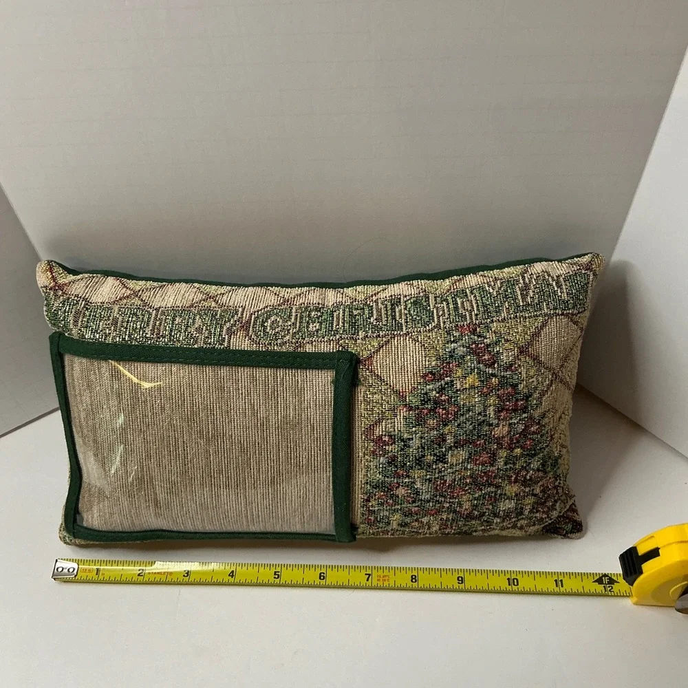 Holiday Christmas Tree Tapestry‎ Pillow with Clear Photo Pocket